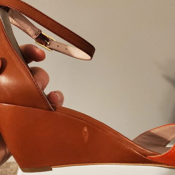 Vince Camuto Orange/Saddle Leather Wedge Ankle Strap Shoes - Picture 10 of 10